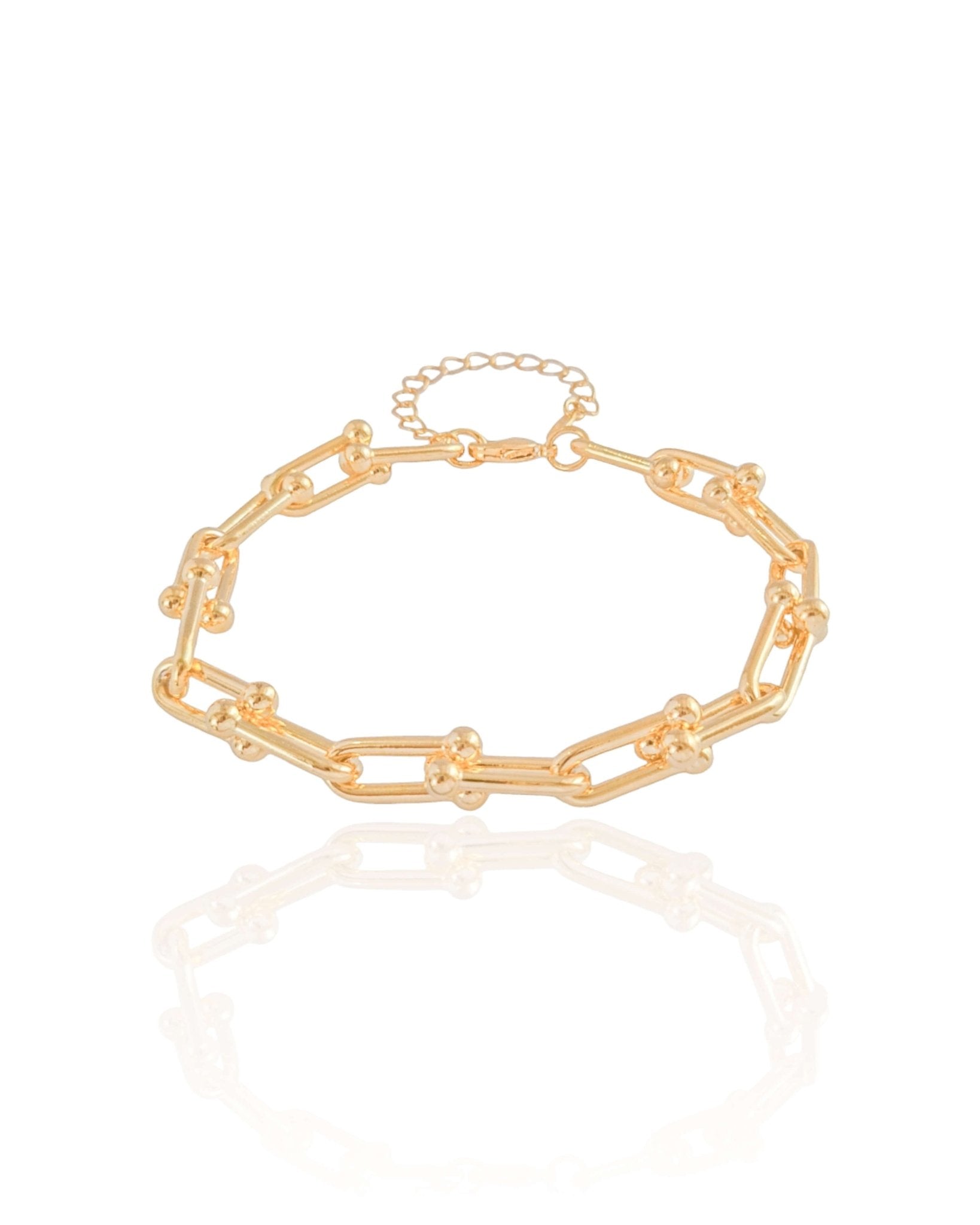 U-link gold bracelet with rounded beads – Liz by Luiza Jewelry