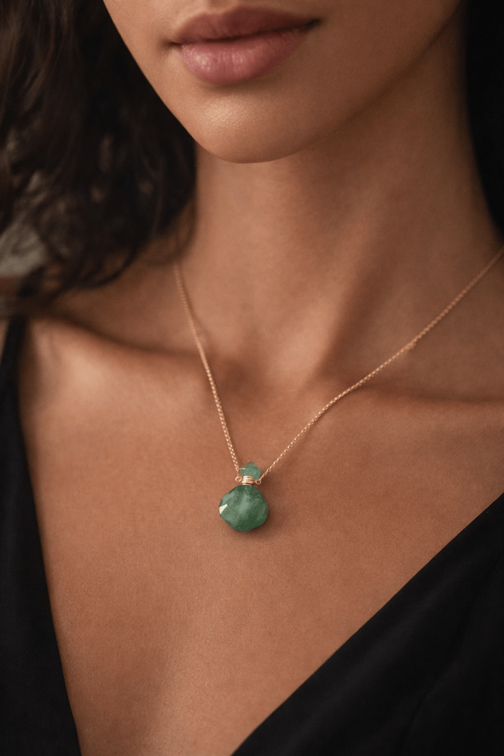 Breeze Perfume Necklace – Gold Green Quartz - Luiza Jewelry