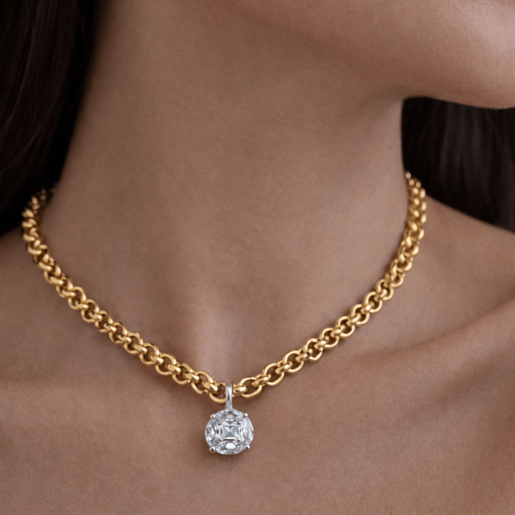 Sienna Gold Chain Necklace with Zirconia Pendant - Luiza Jewelry