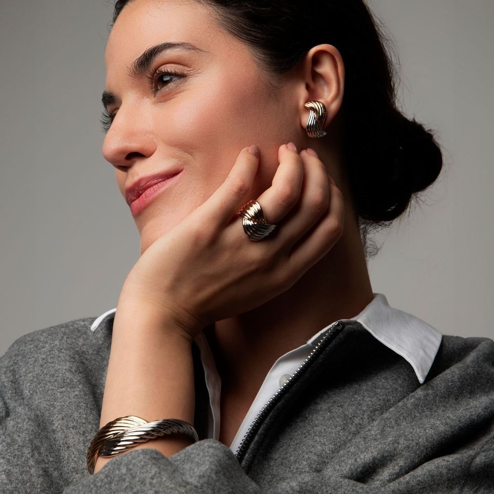 Melane Frizzed Duo Metal Stud - Luiza Jewelry