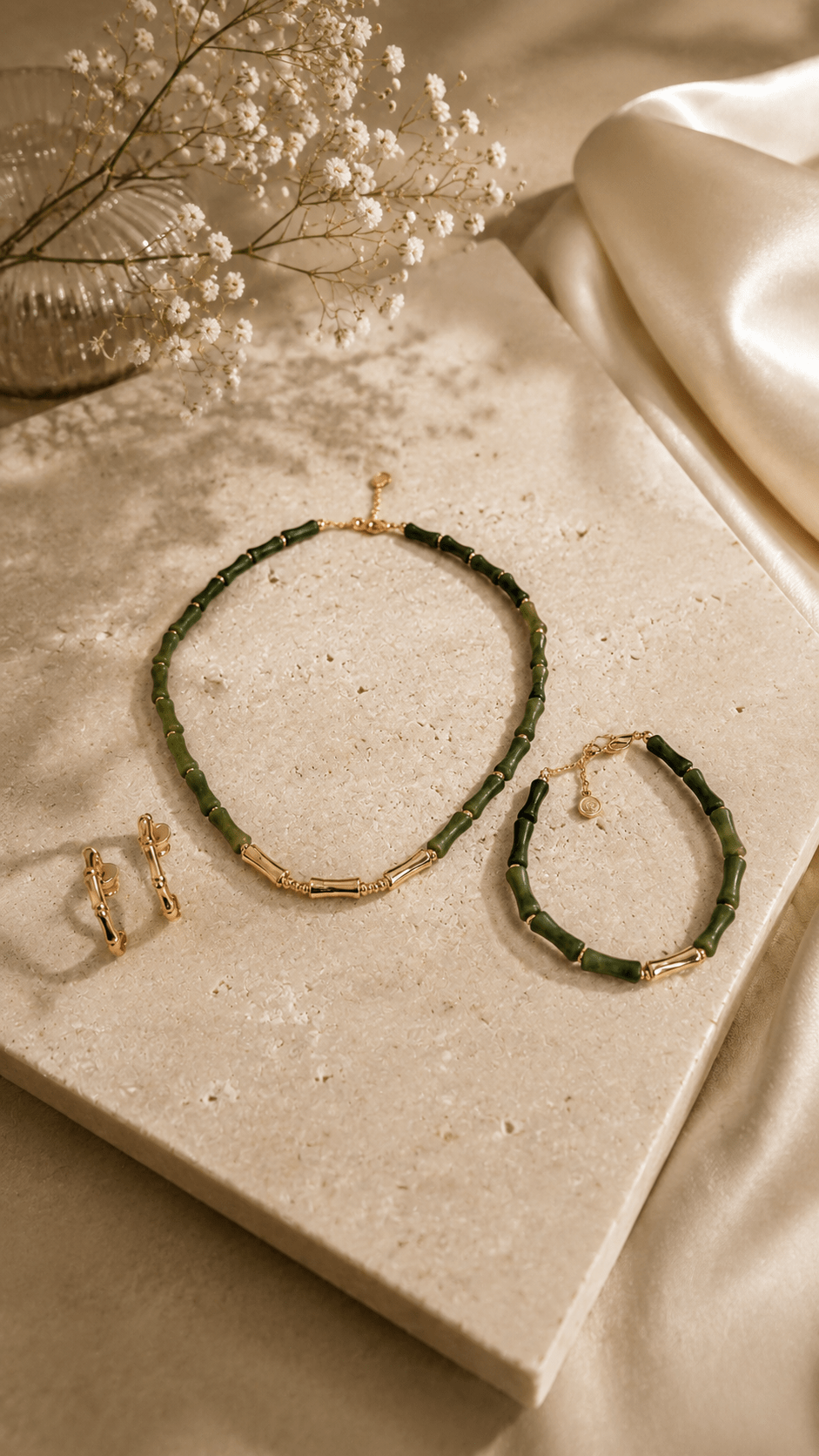 Kylie Green Jade Necklace - Luiza Jewelry