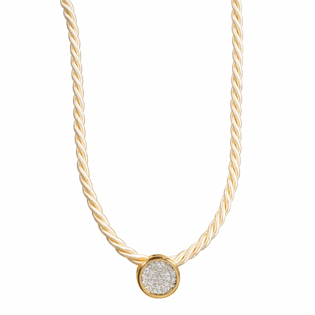 Josephine Cord Necklace with Pavé Zircon Pendant - Luiza Jewelry