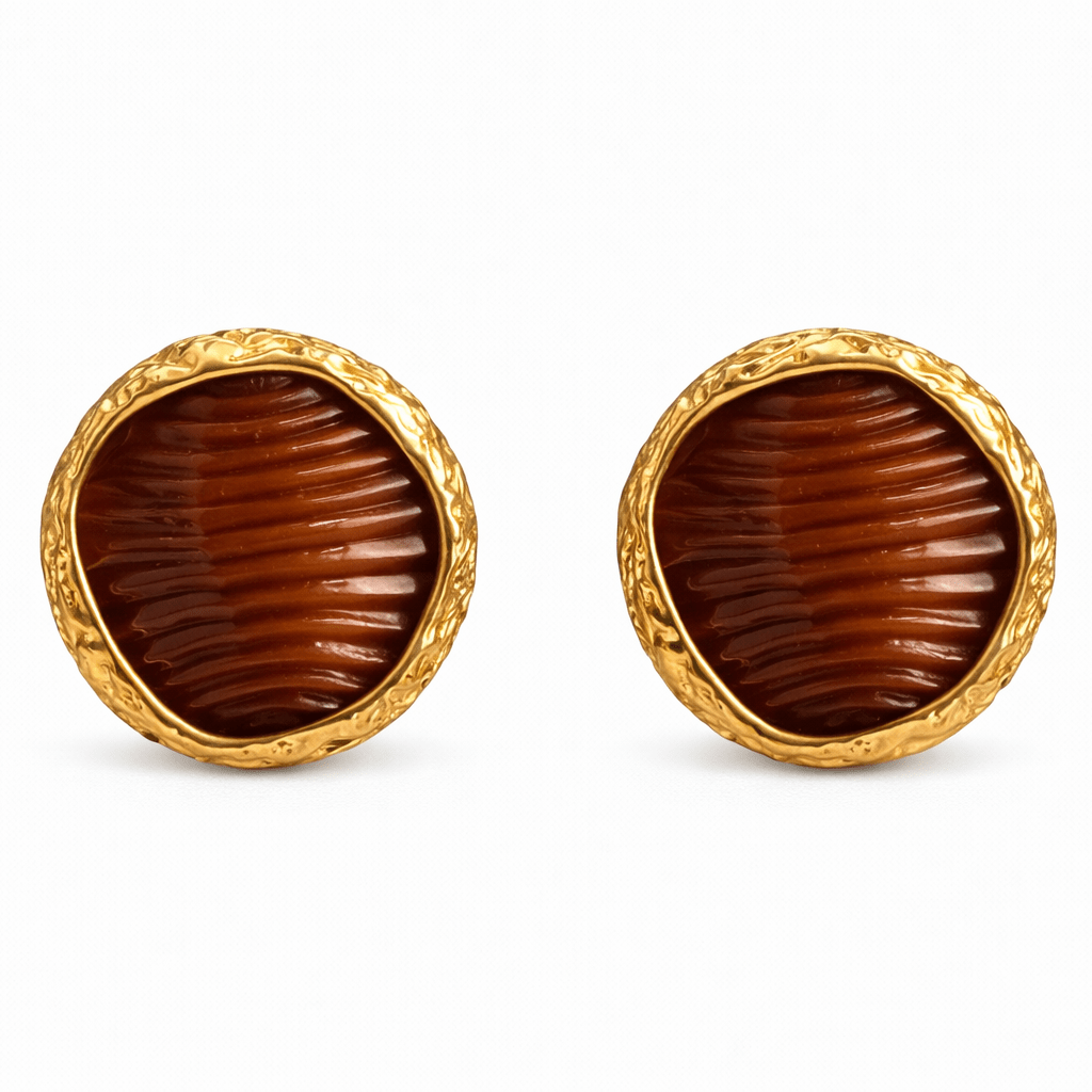 Brenda Resin Button Earrings - Luiza Jewelry