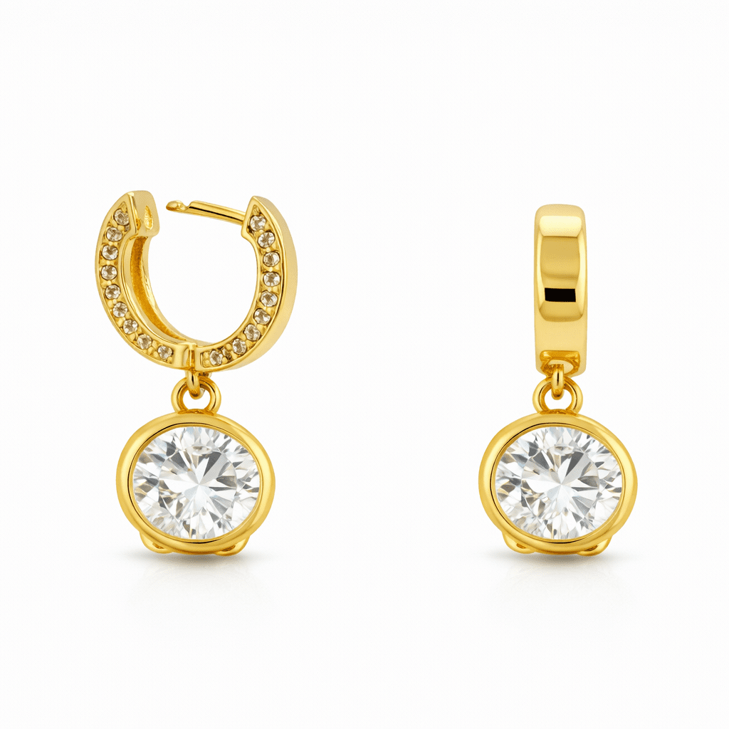 Linda Drop Hoop Earrings - Luiza Jewelry