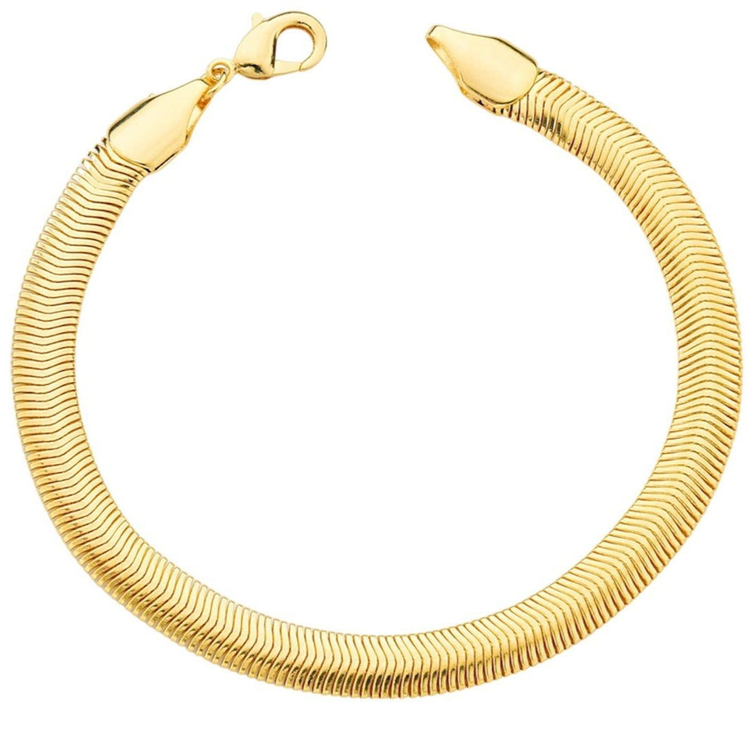 Dakota snake chain bracelet in 18K gold plated with rhodium finish, 18.5 cm