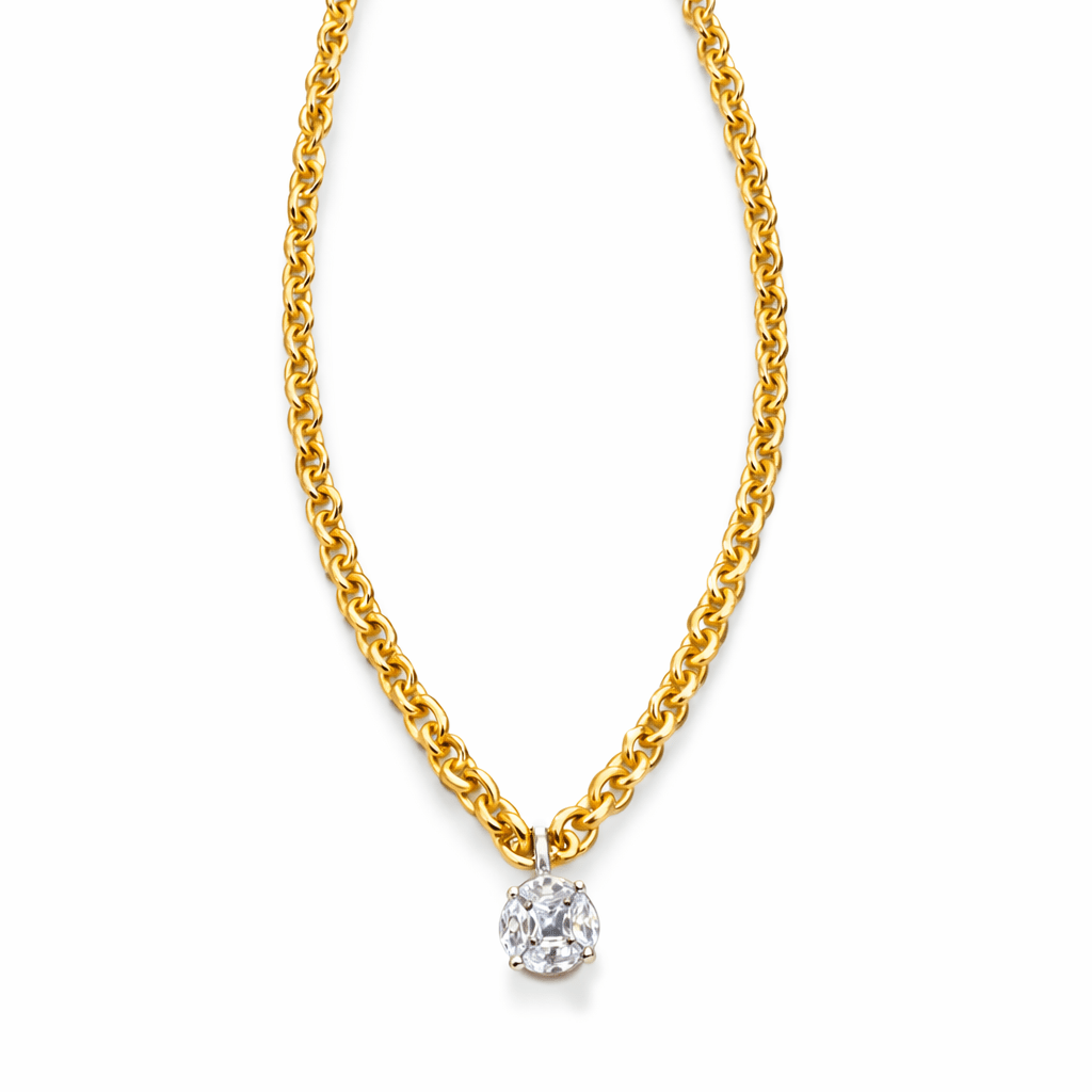 Sienna Gold Chain Necklace with Zirconia Pendant - Luiza Jewelry
