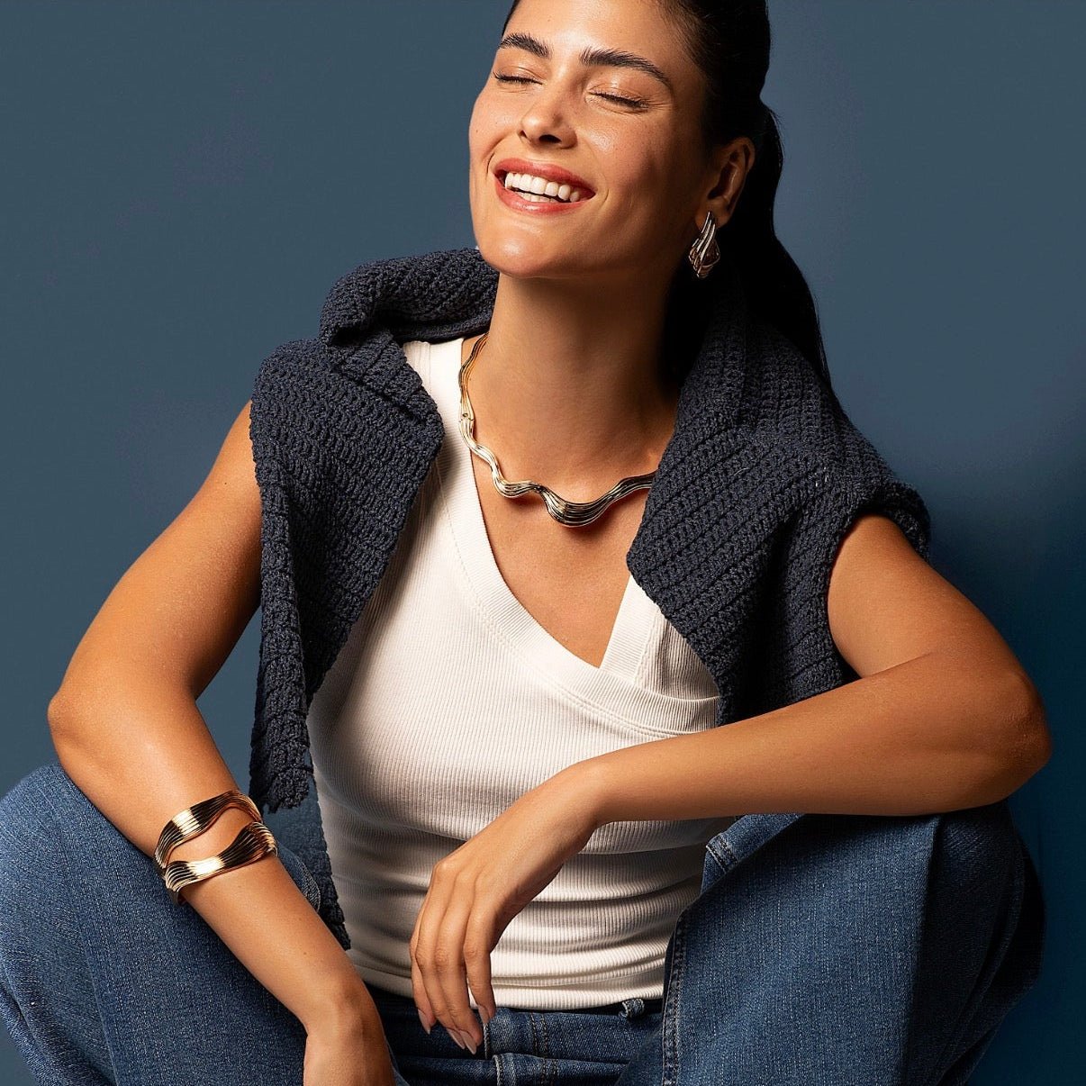 Lais Sculpted Wave Necklace - Luiza Jewelry