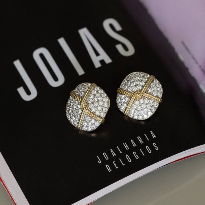 Larissa - Stud duo - tone earrings - Luiza Jewelry
