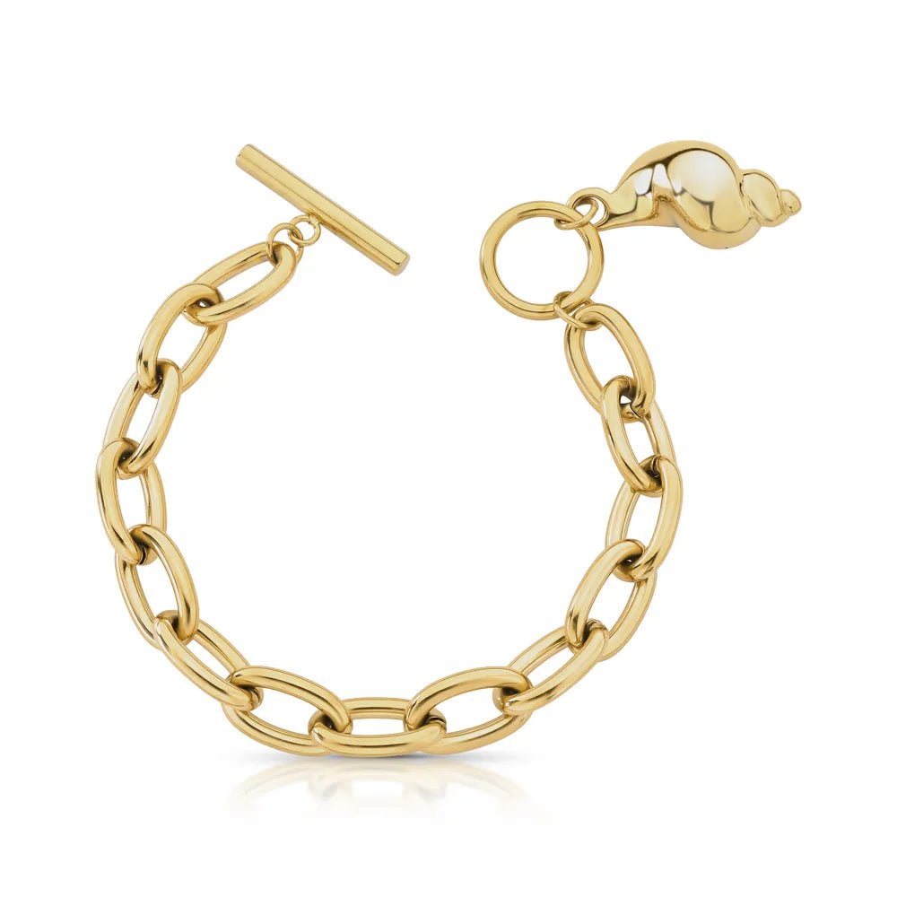 Marisol Gold Chain Bracelet with Organic Shell Charm - Luiza Jewelry