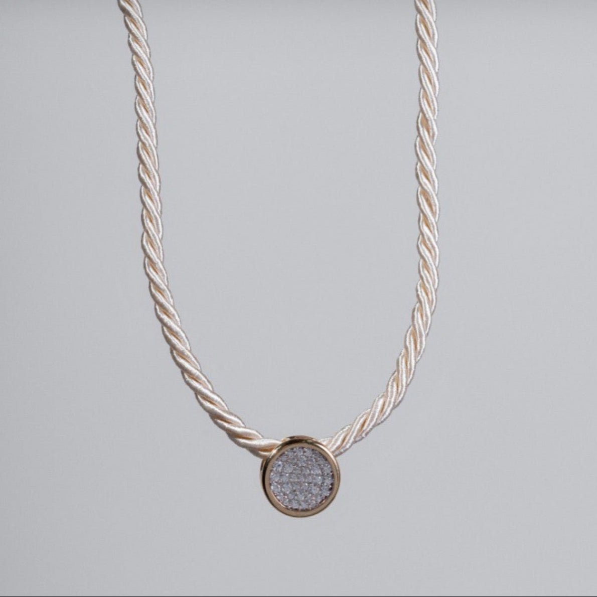 Josephine Cord Necklace with Pavé Zircon Pendant - Luiza Jewelry