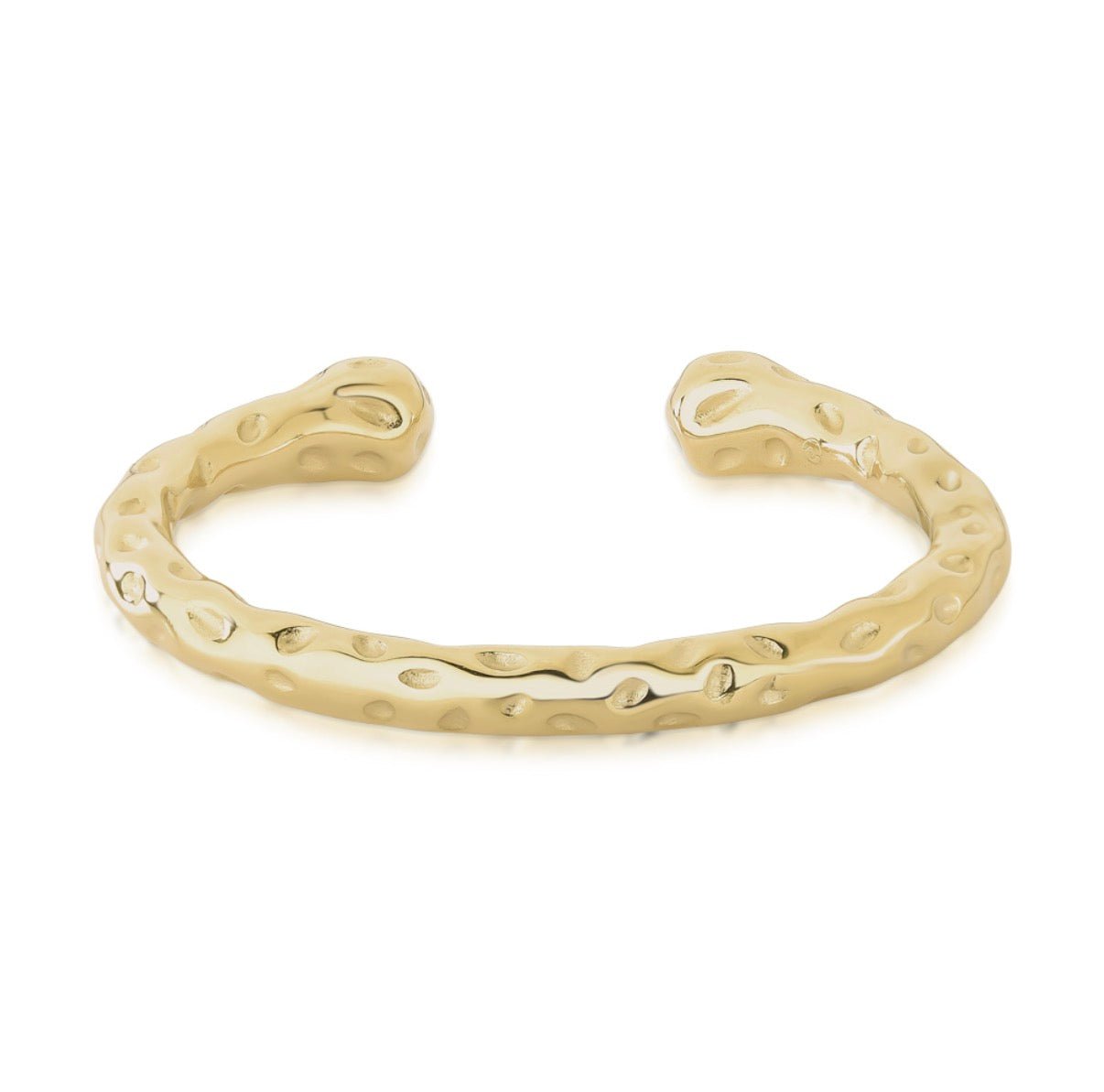 Raw Sculptural Gold Textured Cuff Bracelet - Luiza Jewelry