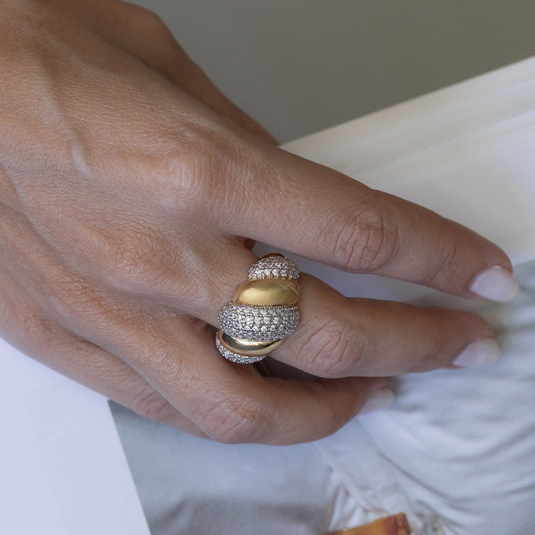 Dora Pavé Twist Statement Ring