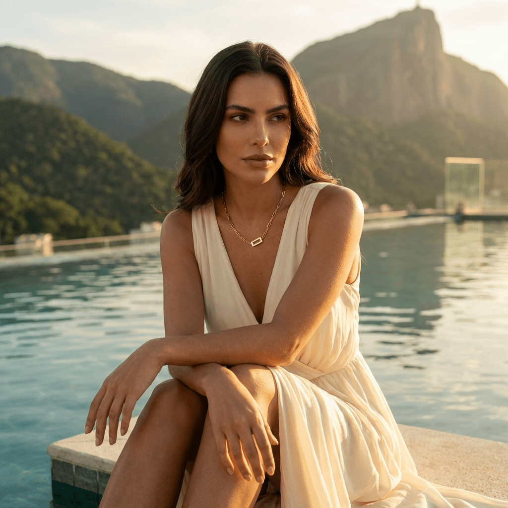 Katrina Rect Gold Statement Chain Necklace - Luiza Jewelry