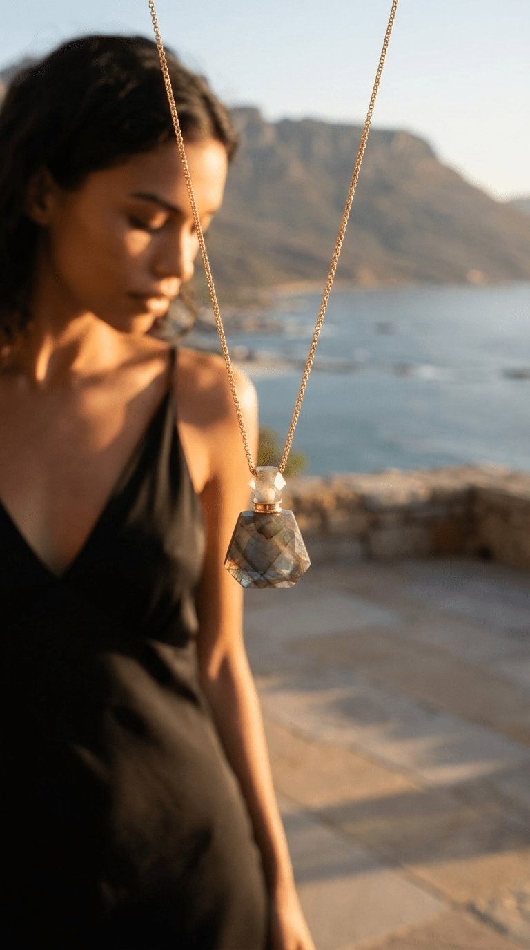 Effect Perfume Necklace – Labradorite Stone - Luiza Jewelry