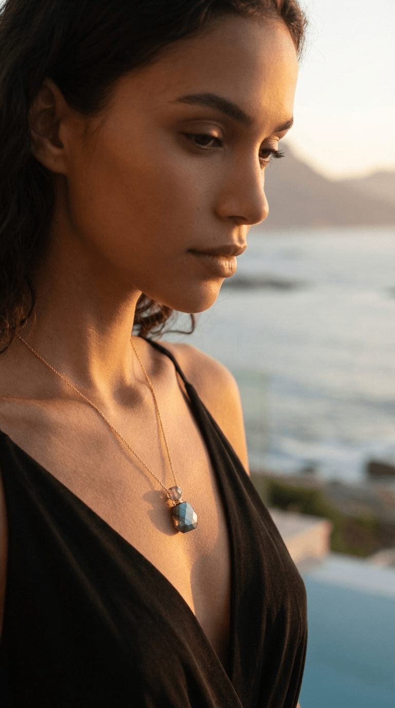 Effect Perfume Necklace – Labradorite Stone - Luiza Jewelry