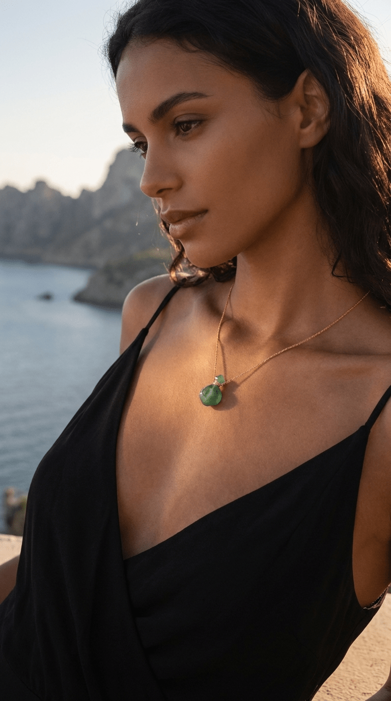 Breeze Perfume Necklace – Gold Green Quartz - Luiza Jewelry
