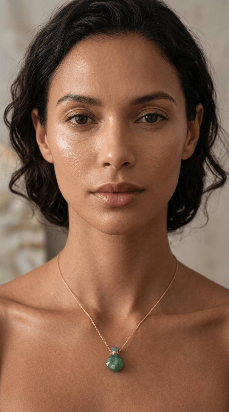 Breeze Perfume Necklace – Gold Green Quartz - Luiza Jewelry