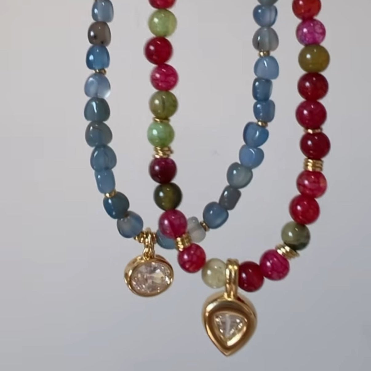 Scarlet - Natural Gemstone Necklace with Zircon Pendant - Luiza Jewelry