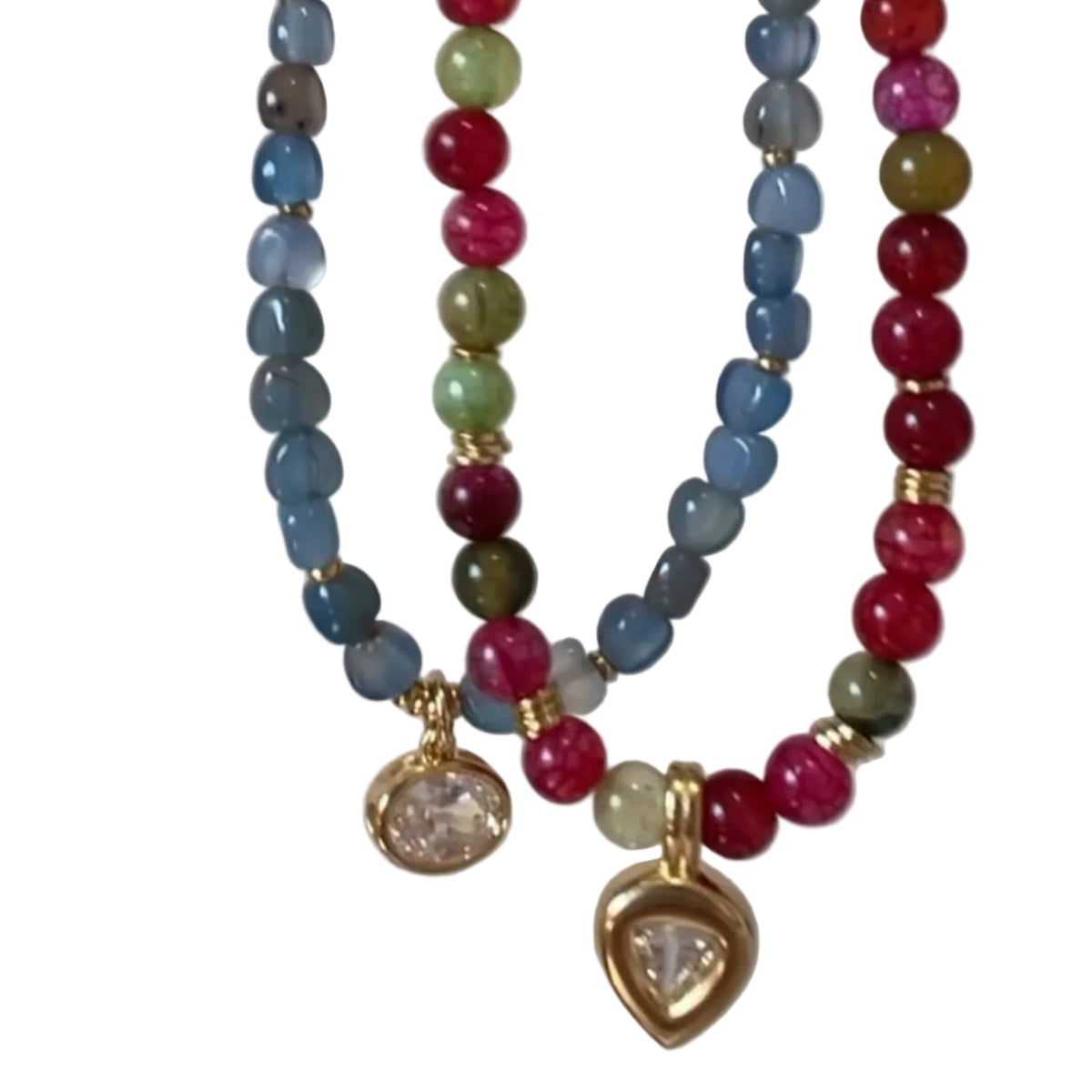 Scarlet - Natural Gemstone Necklace with Zircon Pendant - Luiza Jewelry