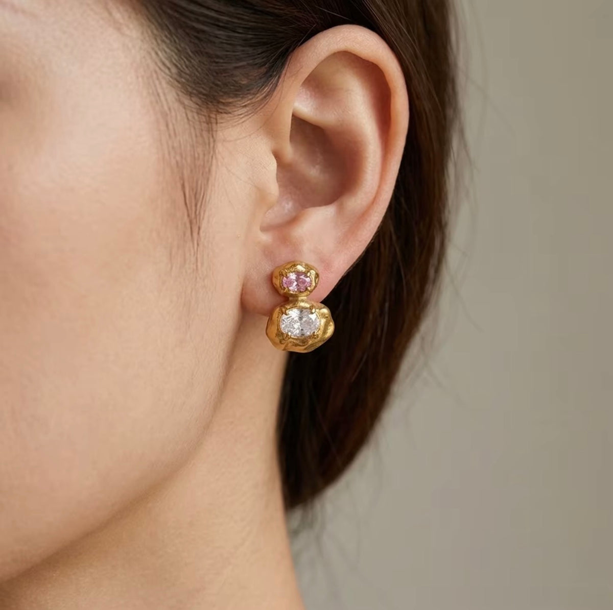 Marina Pink & Clear Stud Earrings