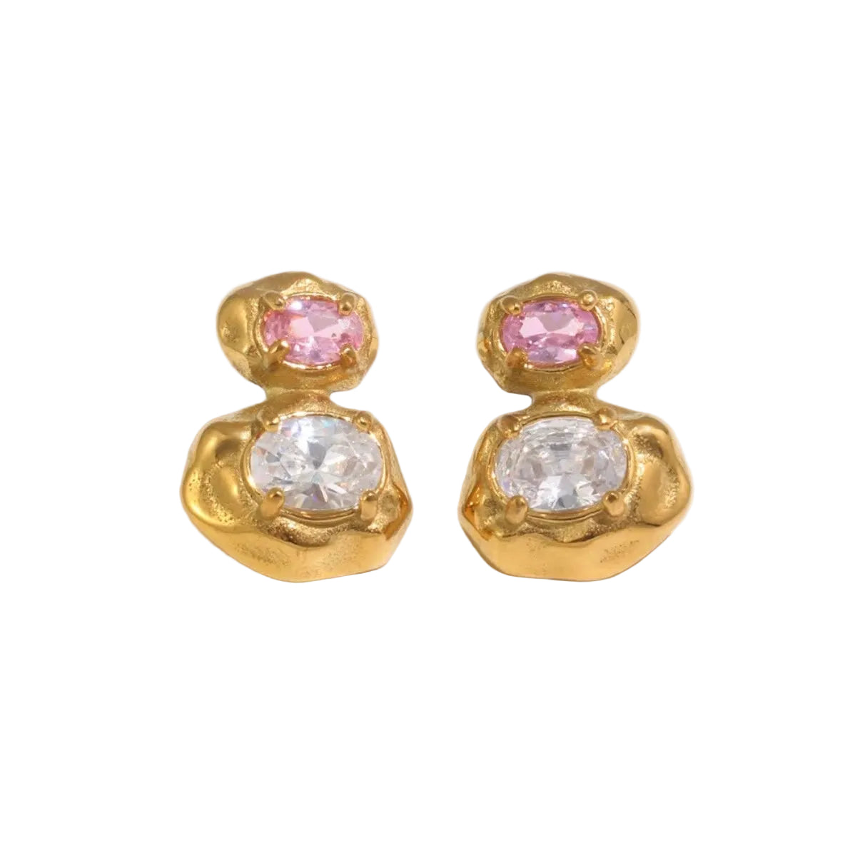 Marina Pink & Clear Stud Earrings