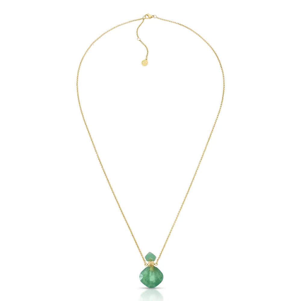 Breeze Perfume Necklace – Gold Green Quartz - Luiza Jewelry