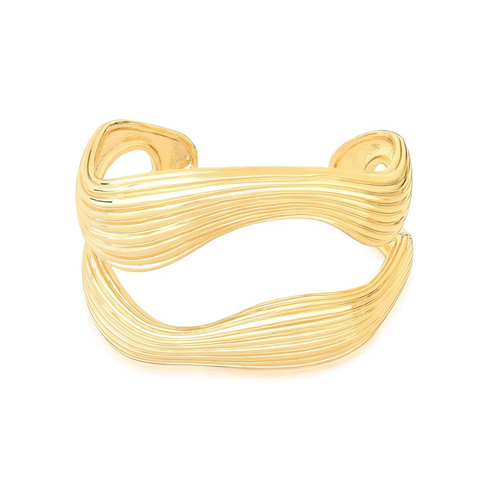 Lívia Bracelet: Sculptural Wave Cuff in Gold - Luiza Jewelry