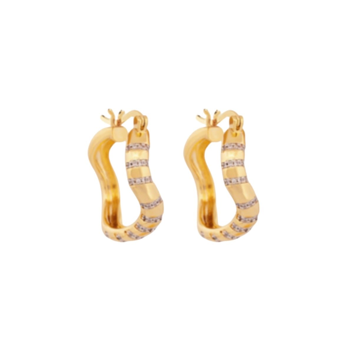 Gold and rhodium statement hoop earrings with micro zirconia – Michele small bold hoop