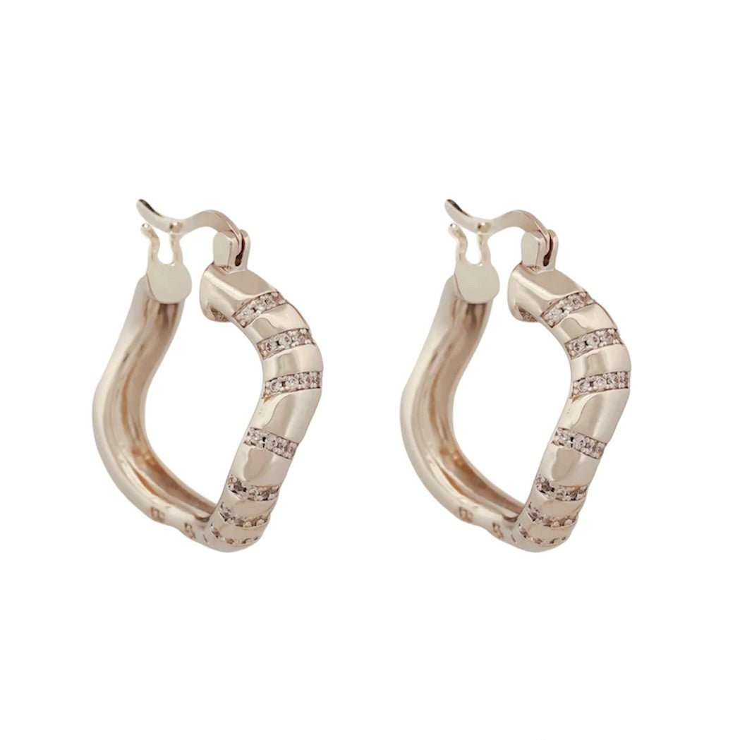 Gold and rhodium statement hoop earrings with micro zirconia – Michele small bold hoop