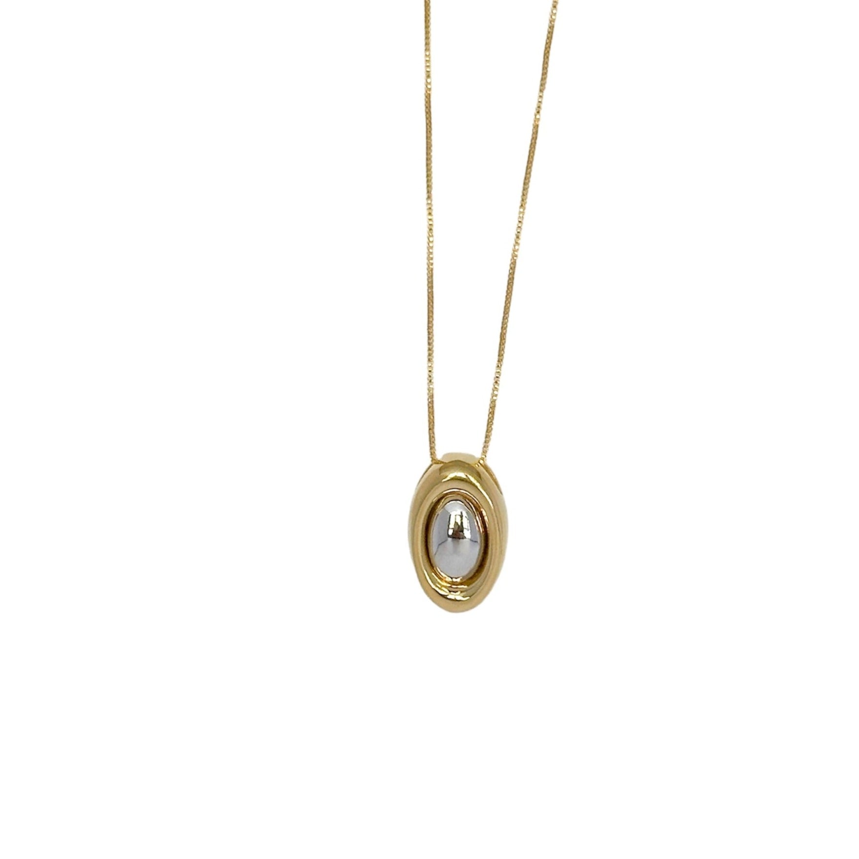 Alina layered gold and silver necklace with oval pendants mixed metal jewelry handcrafted in Brazil