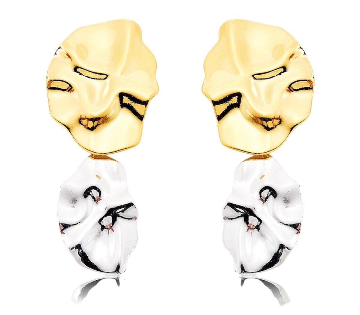 Donatela earring abstract gold and silver drop earrings with modern art-inspired shapes - Luiza Jewelry