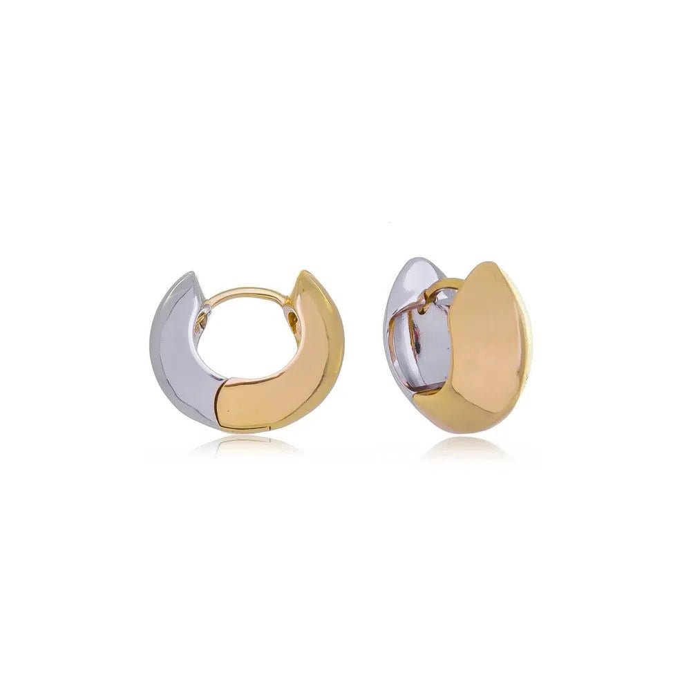 Two-tone mini hoop earrings in gold and silver – Katie mixed metal earrings