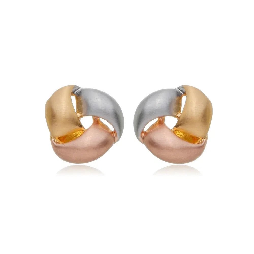 Alice stud earrings in matte silver, gold, and rose finish – 1.3 cm round design