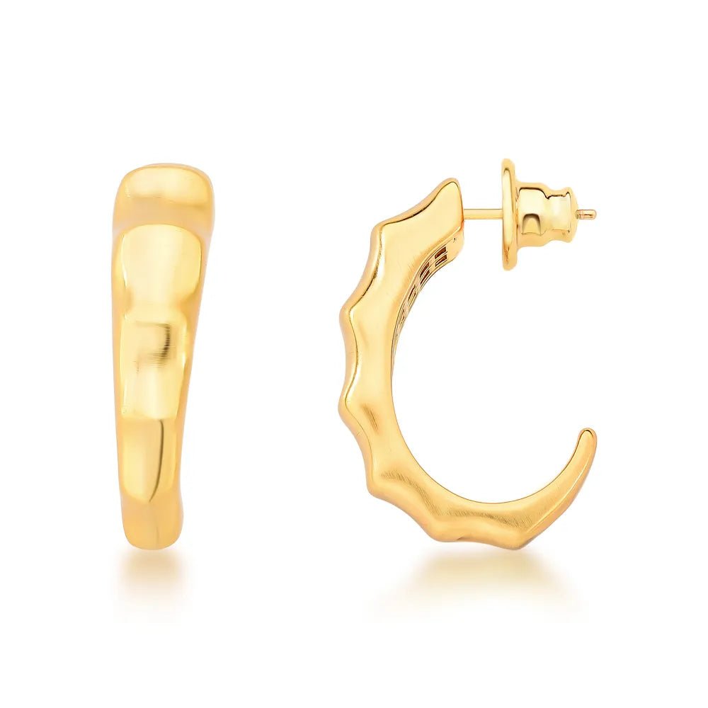Wendy sculptural gold hoop earrings with wavy textured design