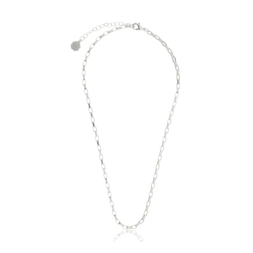 Elegant link chain necklace in 18k gold and rhodium plating, 42 cm with 6.5 cm extender