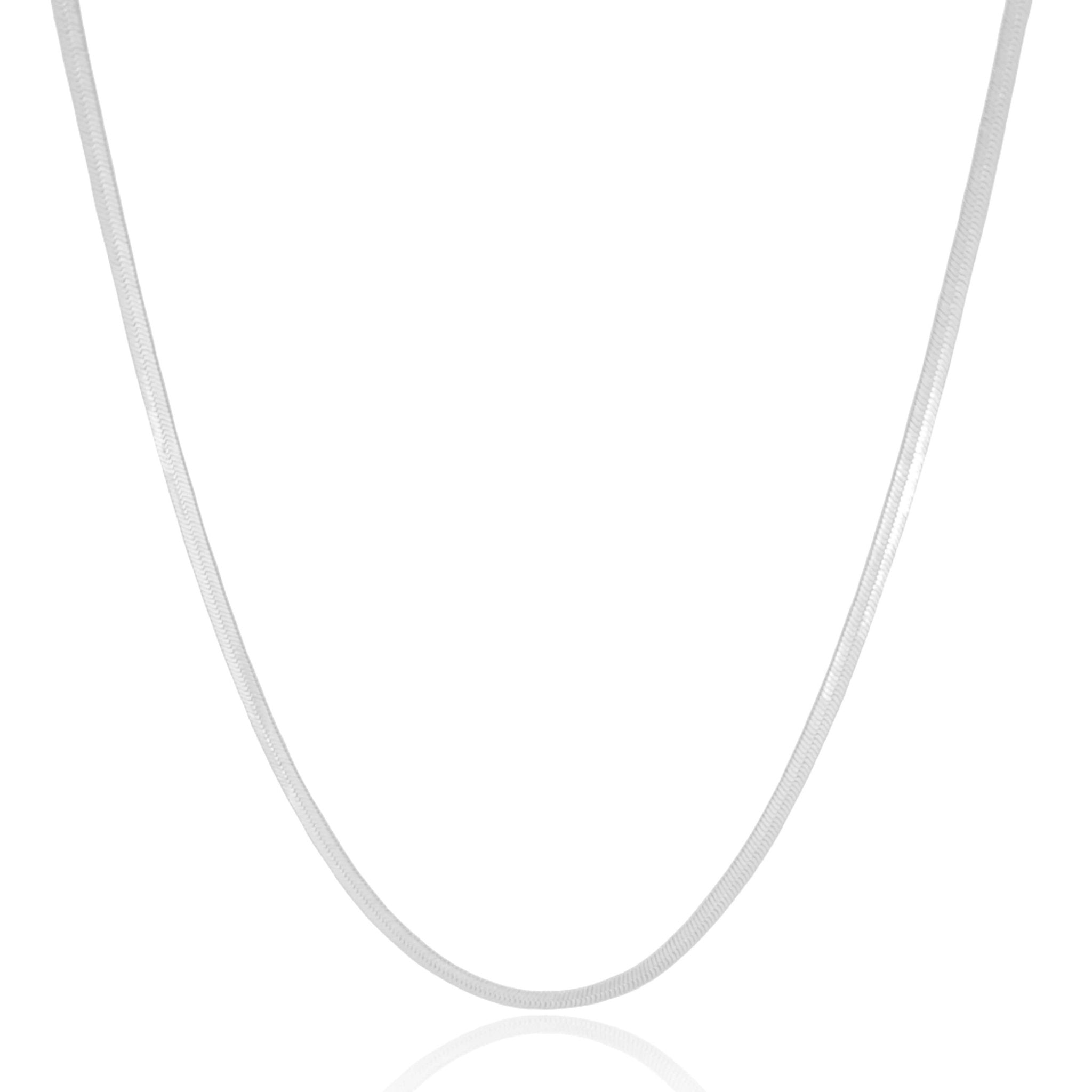 Close-up of 18k gold plated herringbone necklace with rhodium, 42 cm chain with 5 cm extender