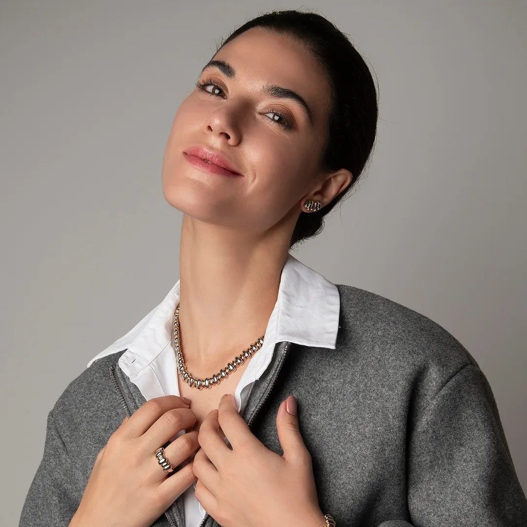 Halie Bold Gold & Silver Beads - Luiza Jewelry