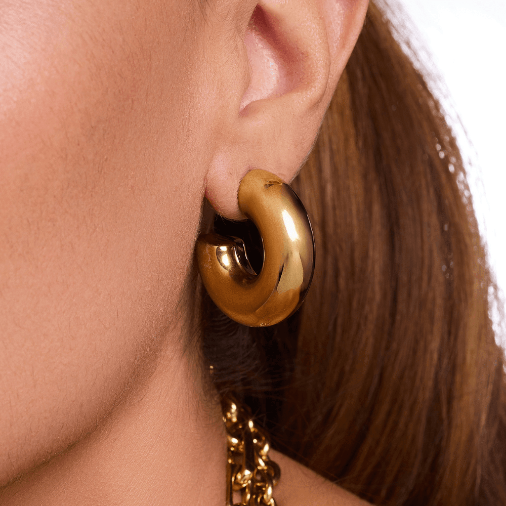 Faith City Gold Hoop Earrings - Luiza Jewelry