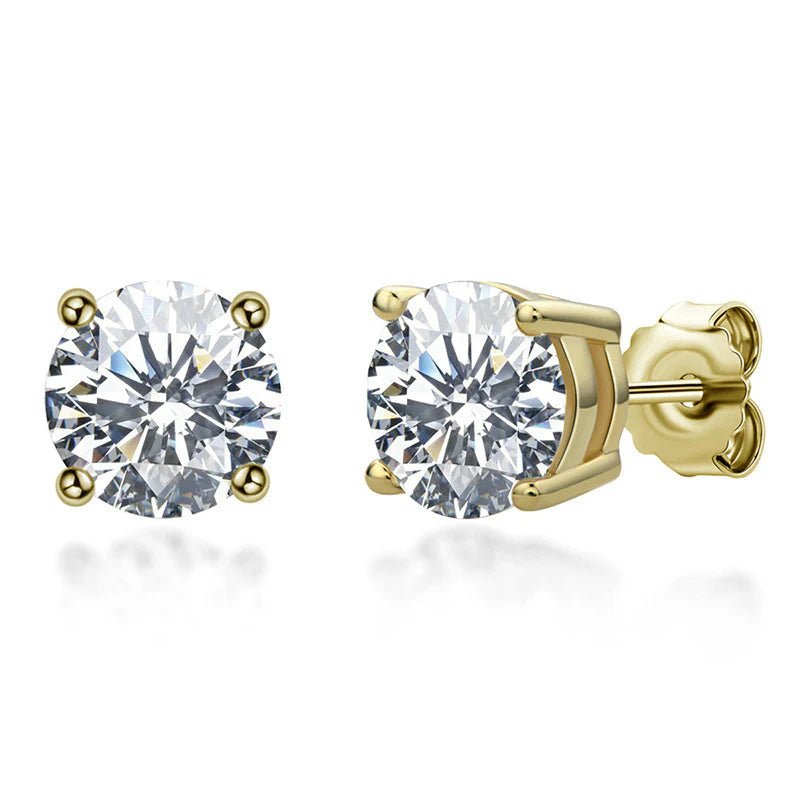 2-carat moissanite stud earrings set in gold-plated S925 sterling silver – Diana earrings by Luiza Jewelry