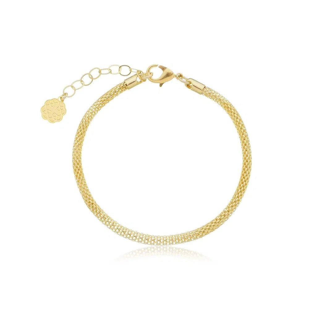 Gold plated Italian mesh bracelet with extender – Aurora by Luiza Jewelry