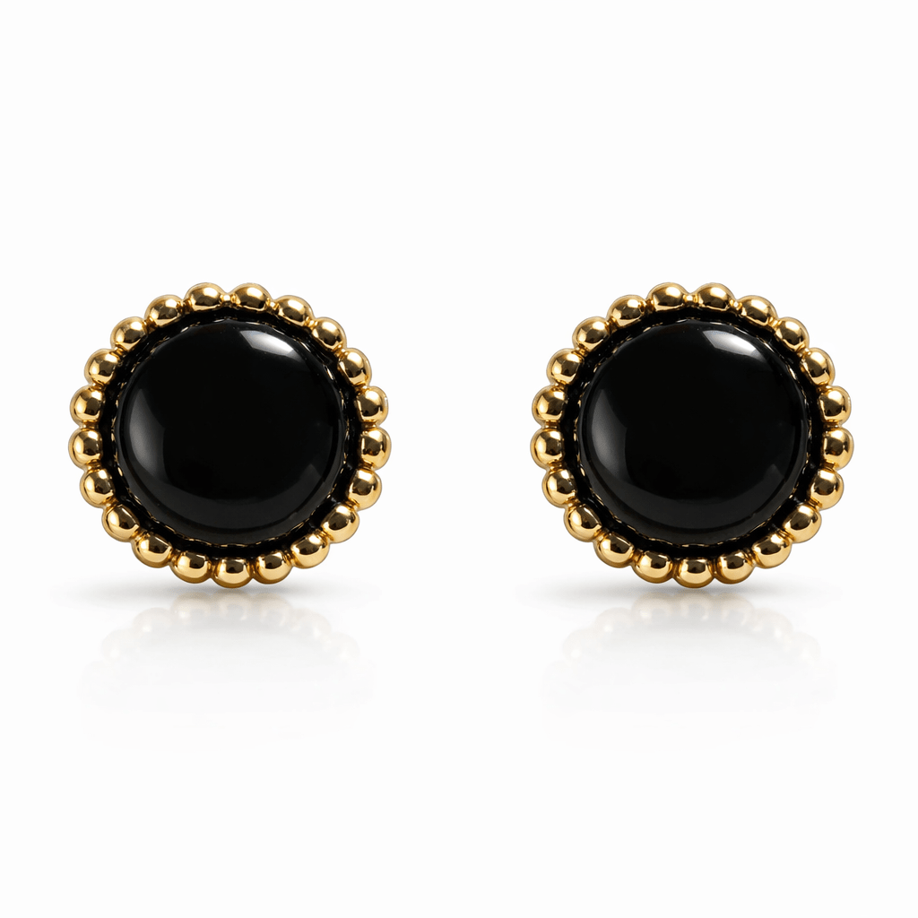 Rayra Black Stone Stud Earrings - Luiza Jewelry