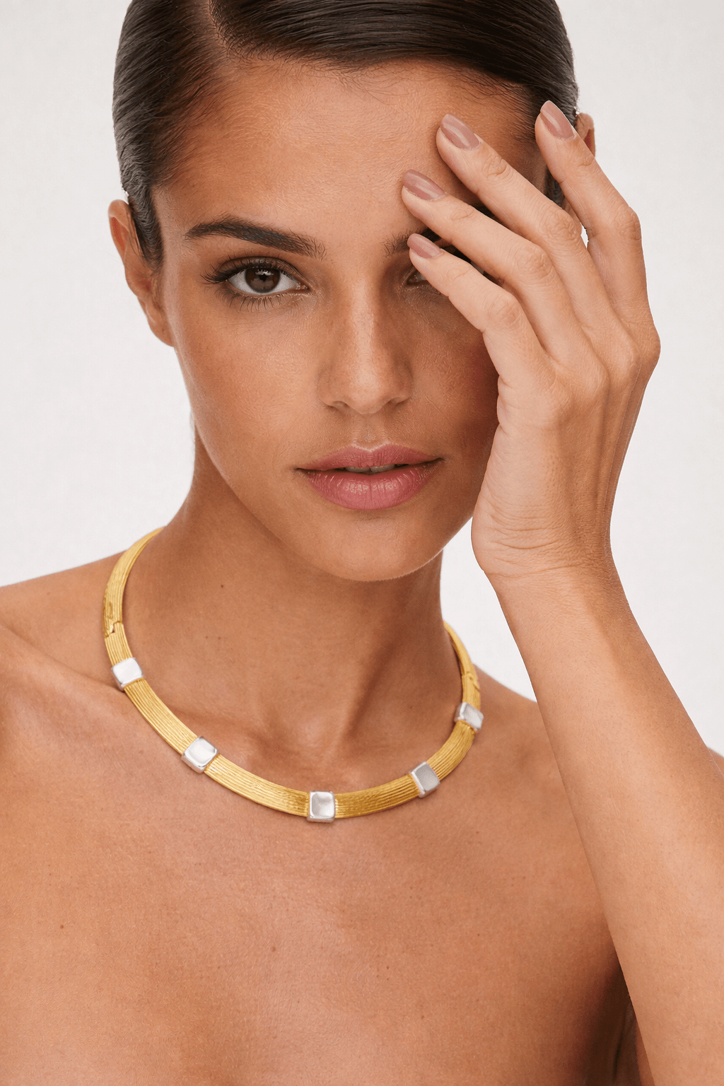 Marie Textured Collar Necklace | Gold & Silver Mixed Metal Statement