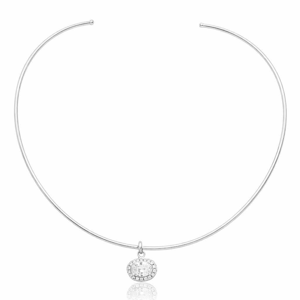 Analisa Choker Necklace with Zircon Pendant - Luiza Jewelry