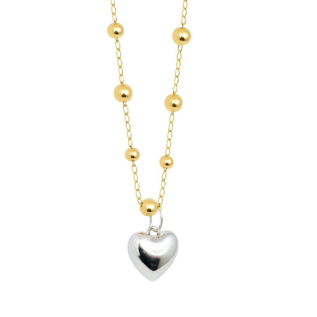 Maya Bead Chain with a Heart Pendant - Luiza Jewelry