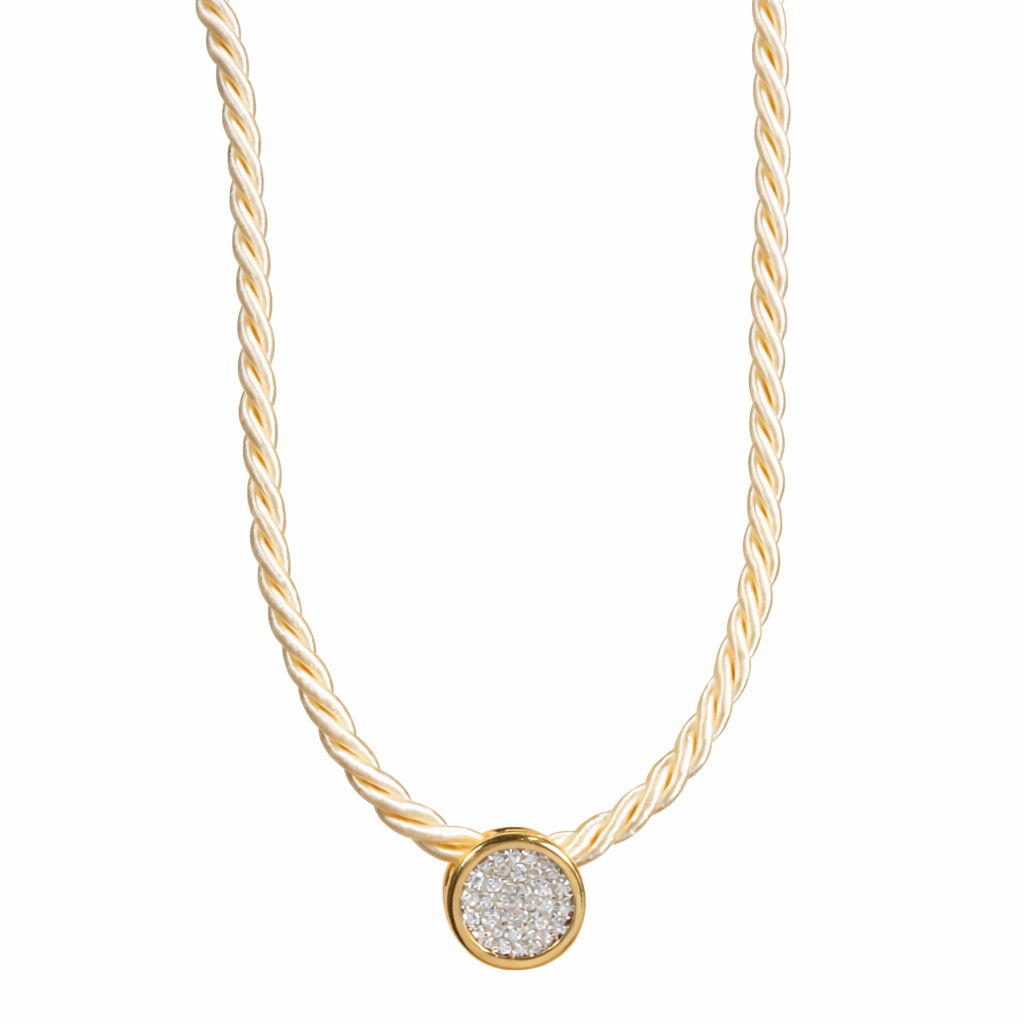 Josephine Cord Necklace with Pavé Zircon Pendant