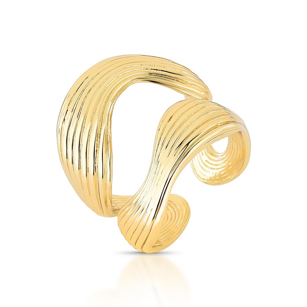 Livy Ring: Sculpted Wave Gold Ring - Luiza Jewelry