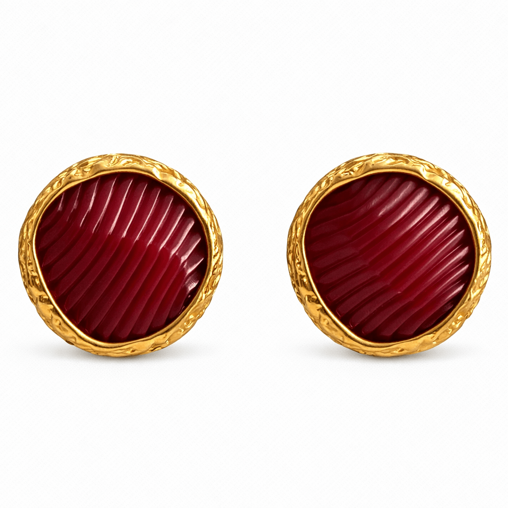 Brenda Resin Button Earrings - Luiza Jewelry