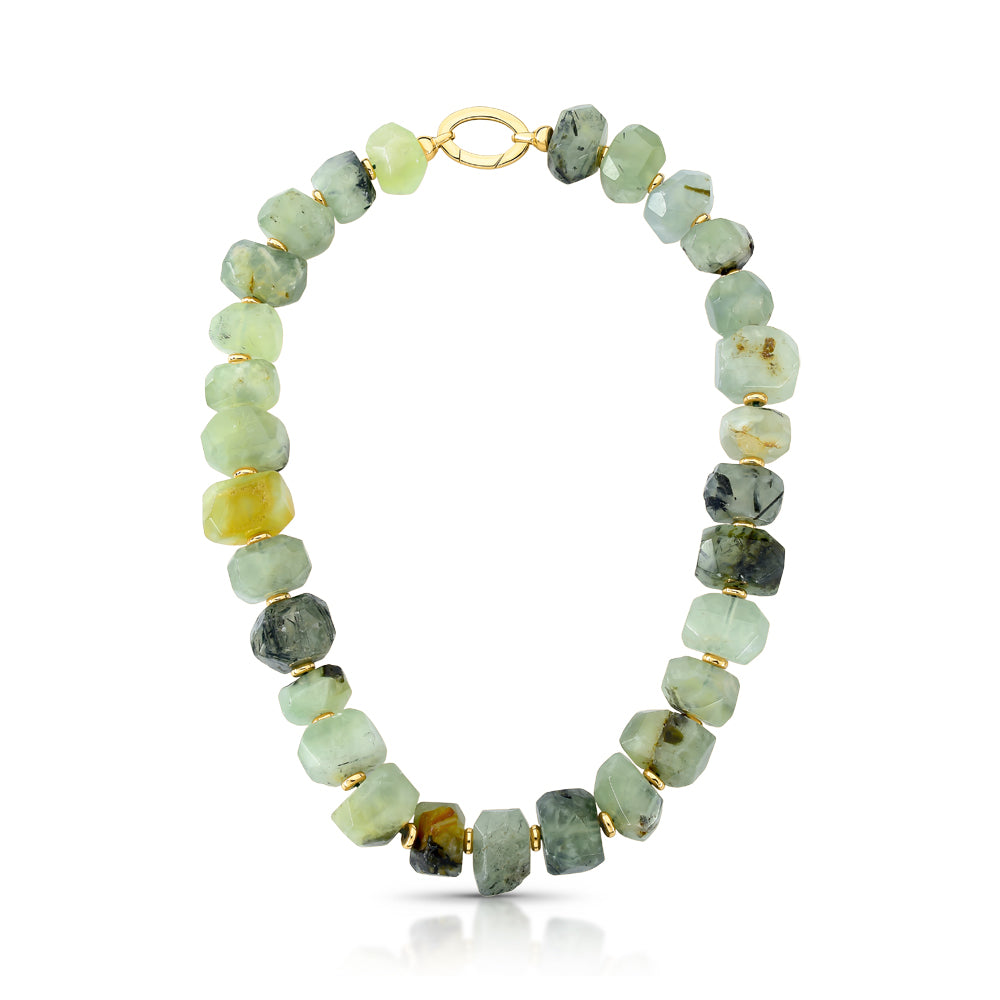 Green quartz organic cut statement necklace