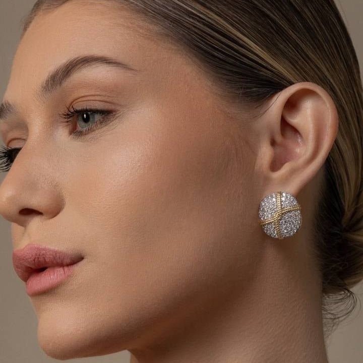 Larissa - Stud duo - tone earrings - Luiza Jewelry