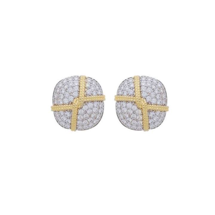 Larissa - Stud duo - tone earrings - Luiza Jewelry
